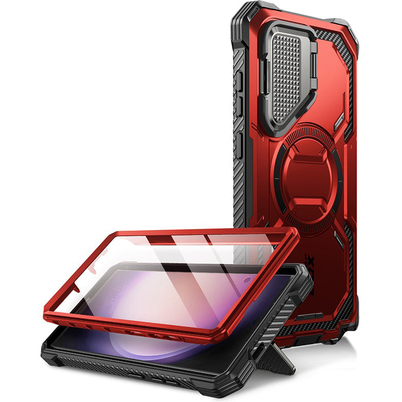 Etui pancerne Supcase i-Blason Armorbox Mag do Galaxy S24 Ultra, czerwone